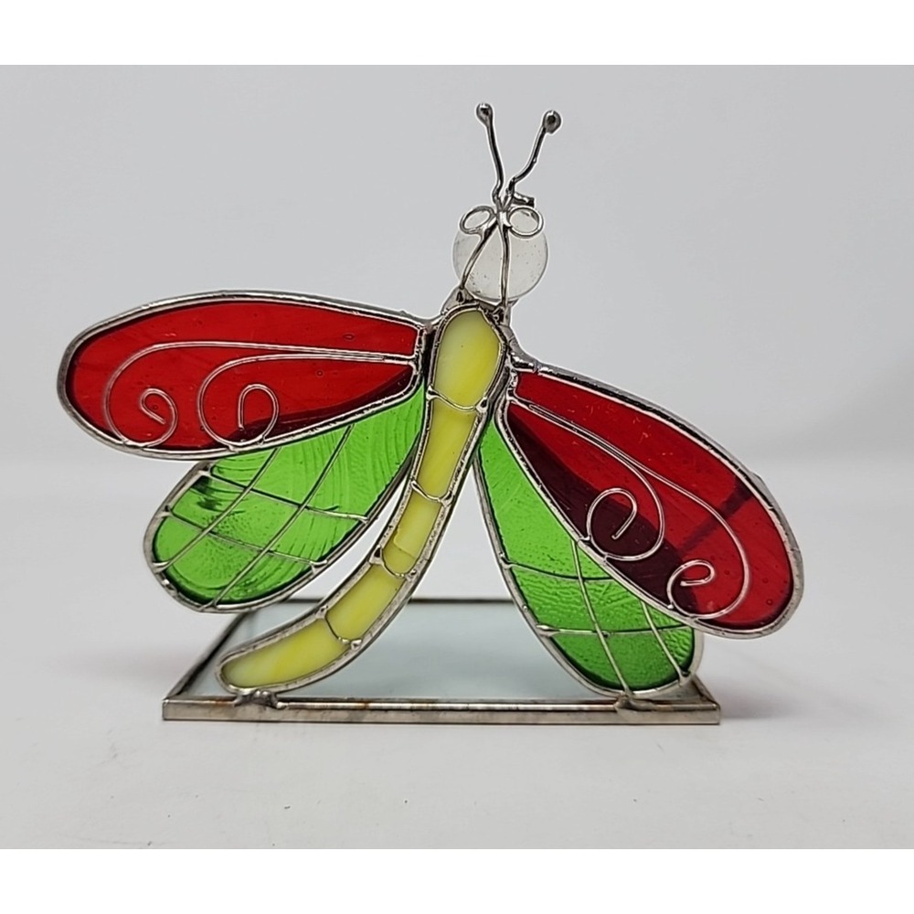 Pier 1 Imports Dragonfly Candle Holder‎ Stained Glass Votive or Tea Light